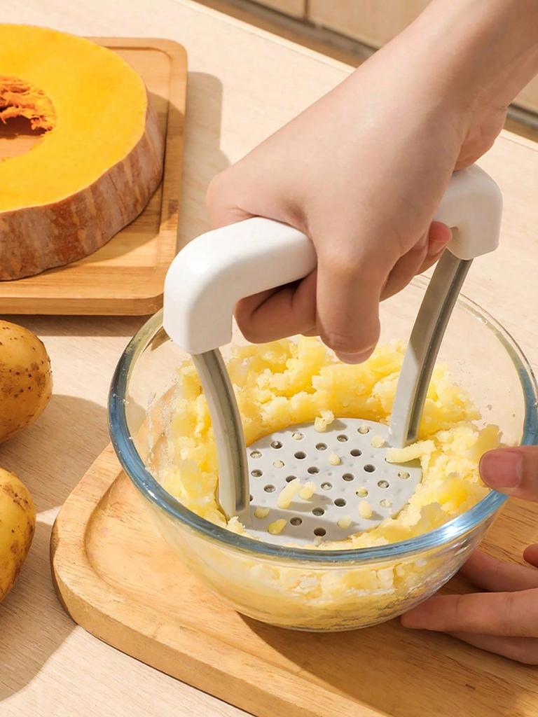 1pc Manual Potato Masher For Baby Food, Stainless Steel Potato Press Kitchen Tool, Masher Garlic Press