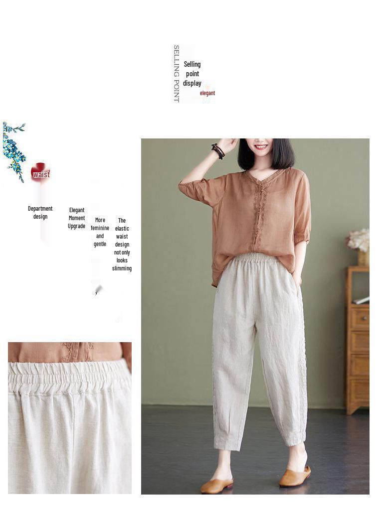 Women's Summer Cotton-Linen Harem Pants 2025: Slimming, Loose, Cropped, Plus-Size