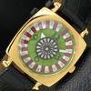 HAND-WINDING VINTAGE SWISS MENS POKER FACE GREEN COLOR DIAL WATCH A701135-5 R205b-a701135
