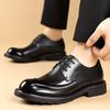 New Men's Top Layer Cowhide Business Leather Shoes Big Head Thick Sole Leather Casual Men's Shoes Trendy Lace Up Single Shoes