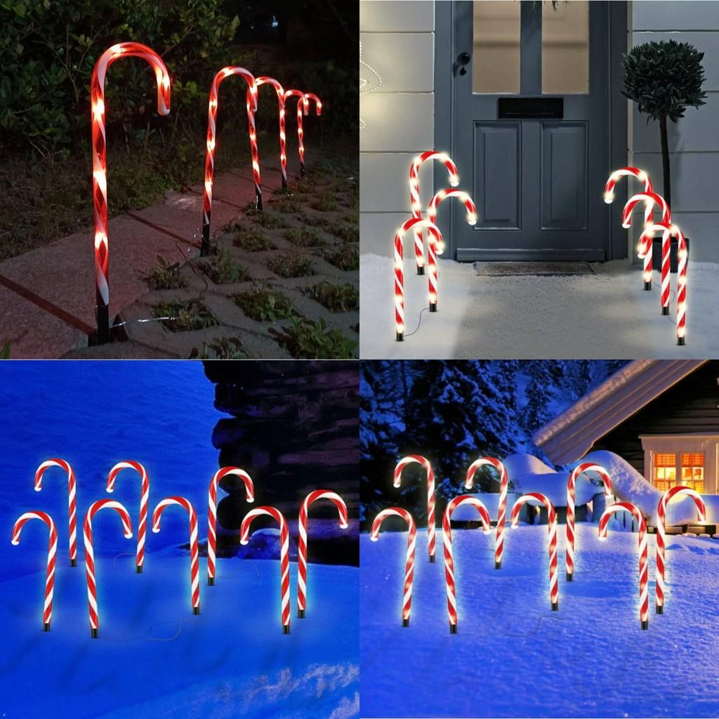 Christmas Solar Candy Cane Light String For Courtyard Garden Lawn Decoration