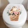 Creatieve Schildering Schattige Vogel Bloemenmand Toilet Sticker Badkamer Huisdecoratie Muursticker Waterdicht Kinderkamer Decoratie