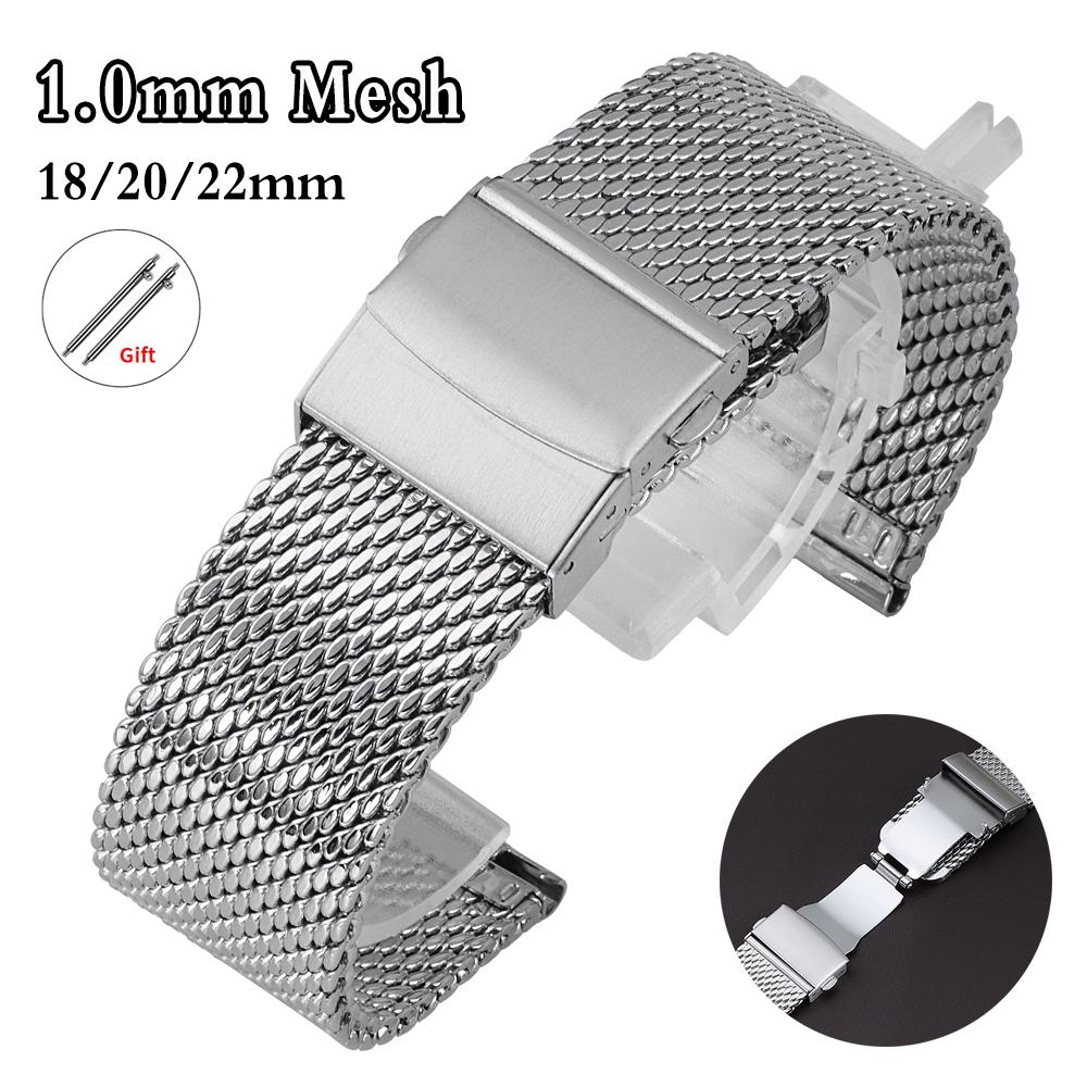Milanese Metal Steel Strap 18mm 20mm 22mm Universal Bracelet 1.0mm Mesh Stainless Steel Watchband Quick Release Band Accessories