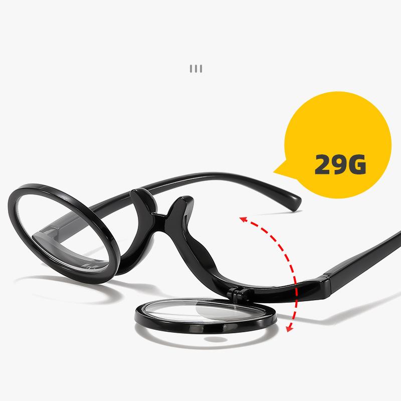 Multi Colored Frame Flip Down Makeup Reading Glasses Single Piece Flip Makeup Glasses Spring Leg Makeup Reading Glasses 2145
