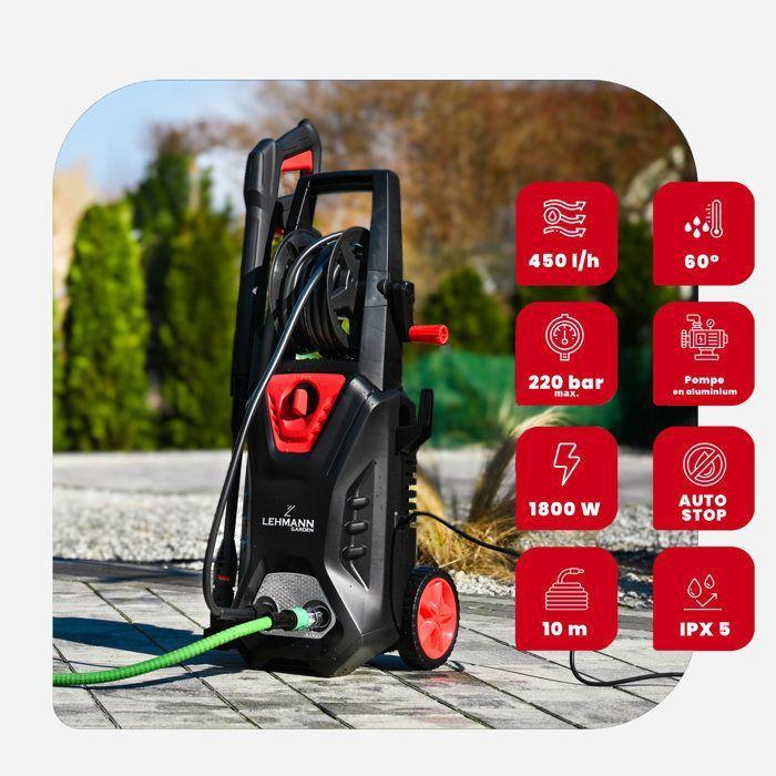 Lehmann Hudson 1800 W Pressure Washer, Aluminium Pump, Max. 260 Bar, 450 L/h, Accessory Kit