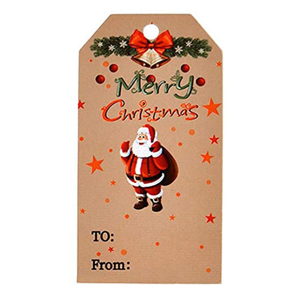

100 шт., бирки с Рождеством, крафт-бумага, подарочная этикетка для открыток, сделай сам, подвесные бирки, декор для подарочной упаковки, подарочная карта, рождественские сувениры, поставки
