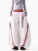 Women's Hip Hop Color Block Striped Sweatpants - Double Waistband, Baggy Fit for Spring/Autumn