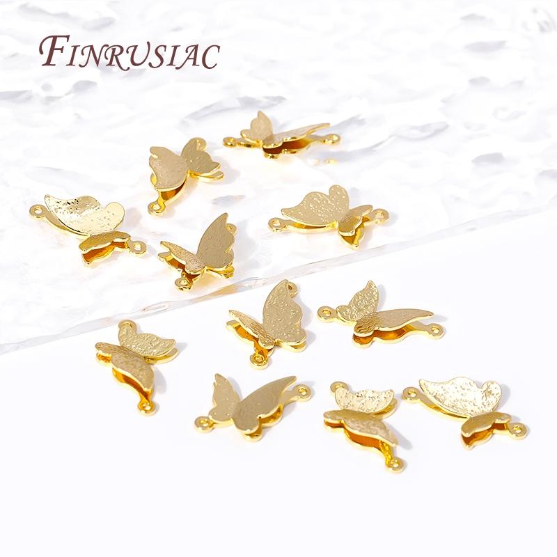 Trendy 18K Gold Plated Brass Butterfly Charms Pendants Connector DIY Earrings Necklaces Charms Jewellery Making Accessories