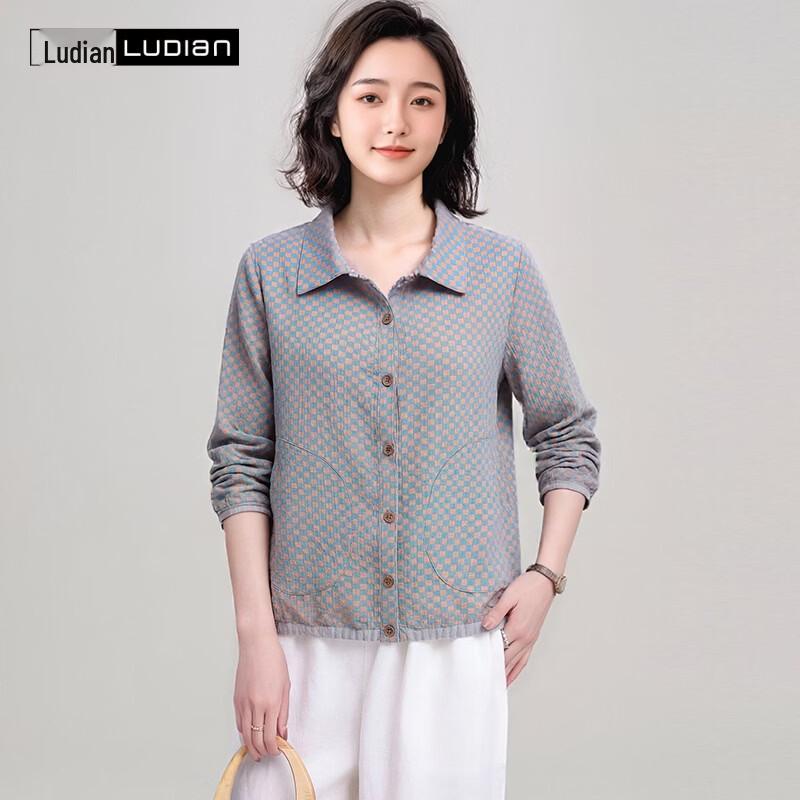 LUDIan Women s 100% Cotton Printed Long-Sleeve Shirt 180/100A