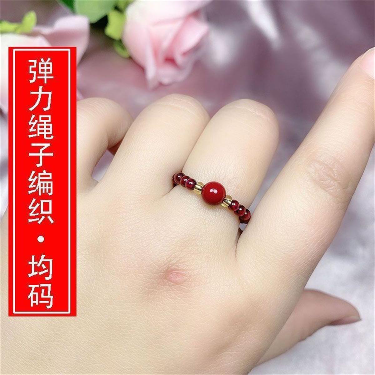 

Natural Stone Garnet Bead Stretch Rings Women Fashion Elegant Handmade Gemstone Reiki Healing Finger Rings Jewelry Gifts resizable