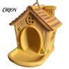 Garden Ornament for Bird Lovers House Shape Hanging Feeder Outdoor Decor, Weatherproof Resin Wild Rustic Feeding Station with Large Capacity