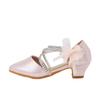 Girls' Pointed Toe Flower Princess Sandals - Chunky Heel, Hollow Design for Spring/Summer 2025