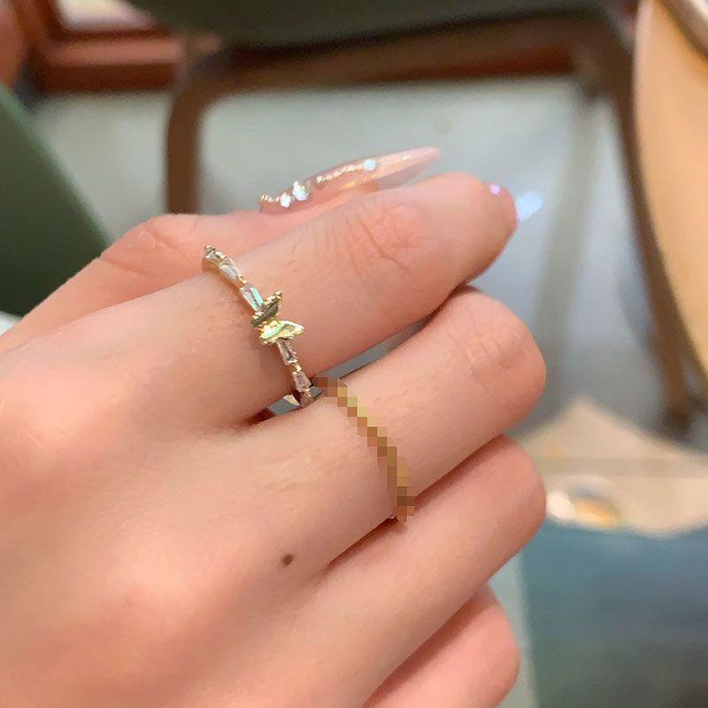 Elegant Diamond-Studded Butterfly Zirconia Ring for Women – High-End, Stylish Index Finger Band