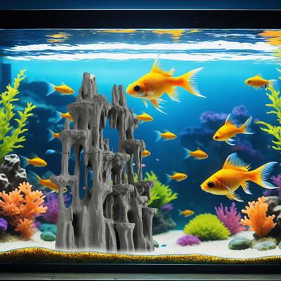 Aquarium Mountain View Stone Artificial Rock Formation Mountain Ornament Fish Tank Rockery Landscape Betta Hideout Cave for Small Fish Shrimp