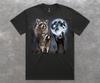 Three Racoons Howling At The Moon Vintage Graphic Washed T-Shirt Tee Top Raccoon