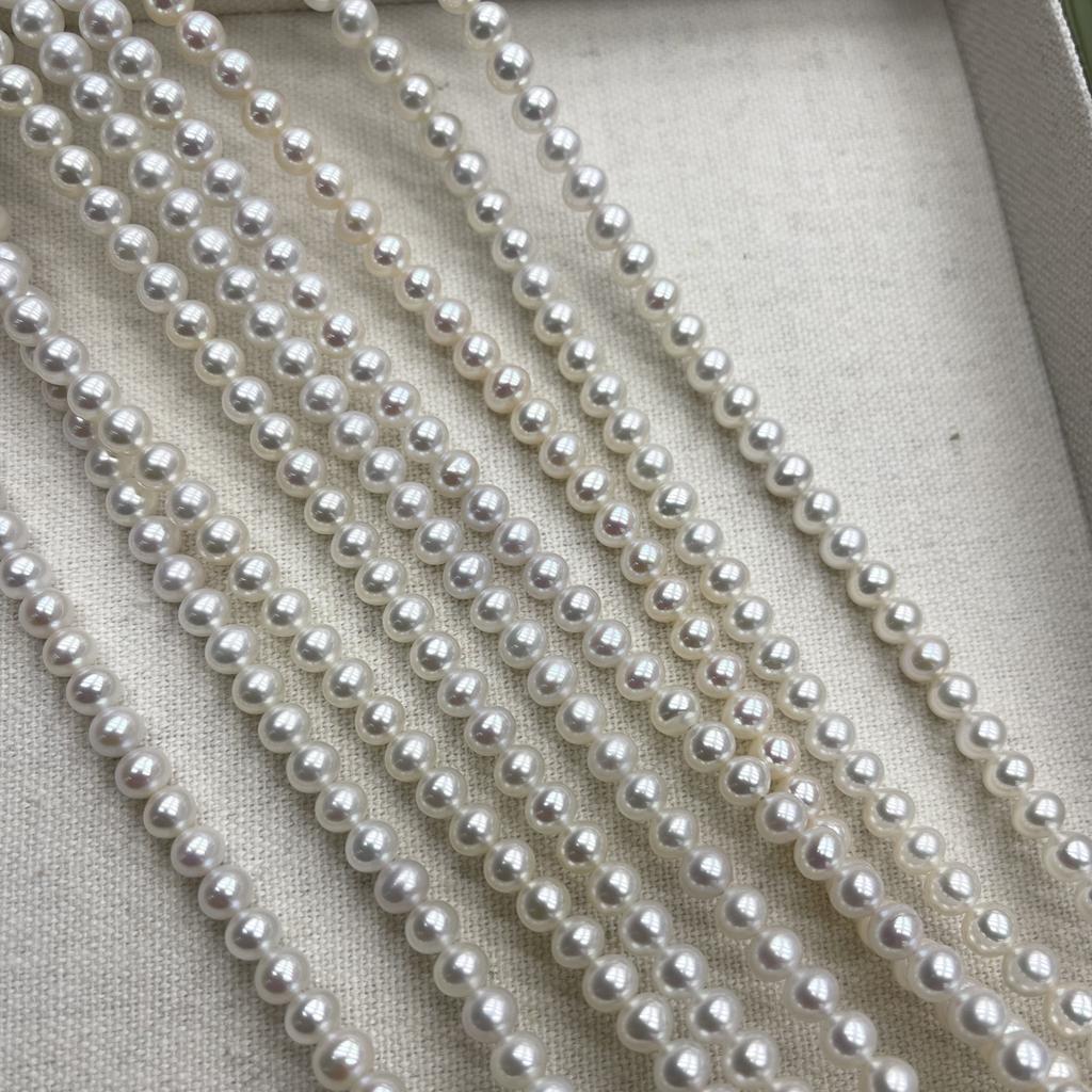 1String, White Natural Freshwater Pearls, Handmade Round Pearl Beads for Jewelry Making DIY Crafts (Beads 5-6mm, Length 36cm)