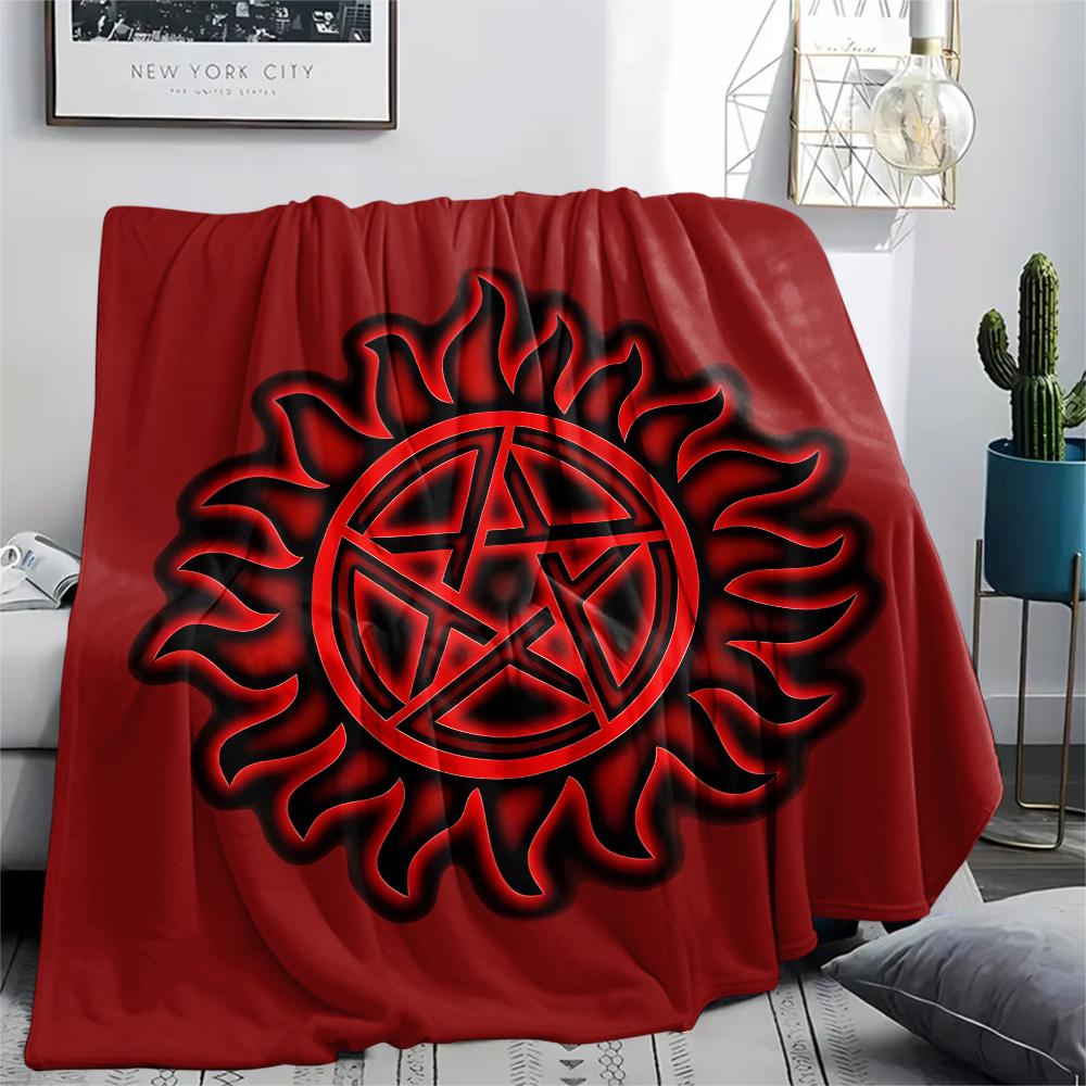 1PC Supernatural Print Flannel Blanket, High Quality All Seasons, Home Decor, Warmth and Comfort, Perfect for Christmas Gifts