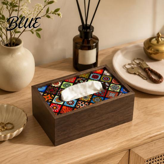 Bathroom Tissue Case Wooden Box Cover Rectangular Paper Towel Dispenser Decorative Napkin Storage Dining Room Holder Organizer for Office Desk Home