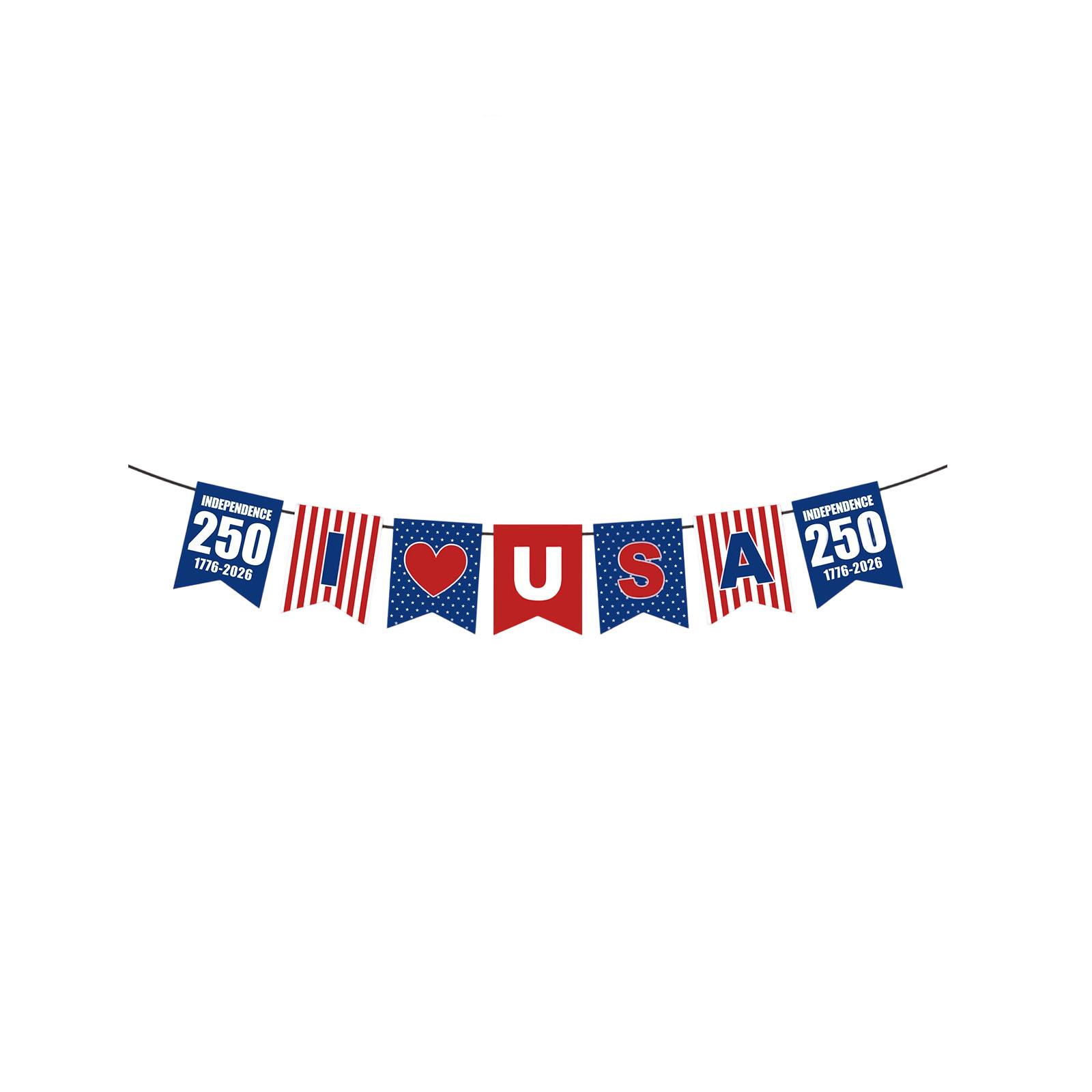 

American Independence Day Party Decoration Banner 250th Anniversary Day Flag Raising Flag one size