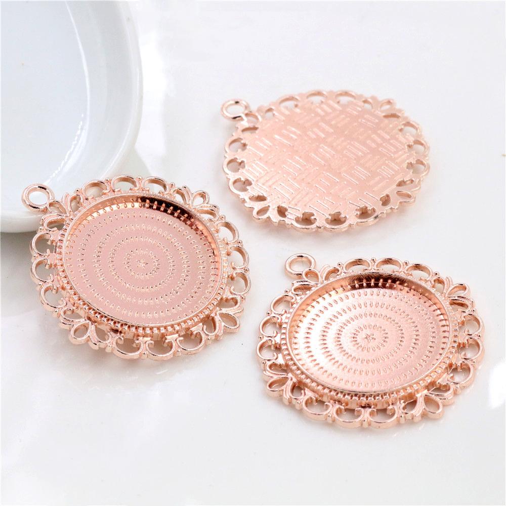 5pcs 25mm Inner Size Pendant Cabochons Blank Base Setting Bezel Tray Alloy DIY Jewelry Making Accessories for Necklace Keychains