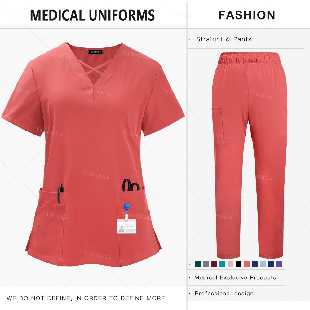 SPA Beauty Working Clothes Medical Uniforms Woman Multicolour Scrubs Nurse Uniforms Dentist Veterinary Pharmacy Clinic Scrub Set