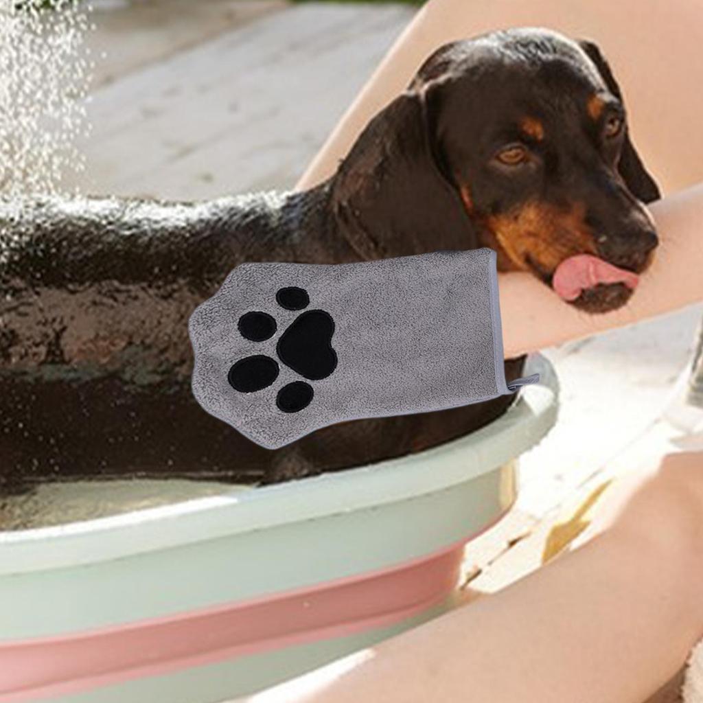 1 Pair Pet Washing Gloves Reusable Double-sided Puppy Care Supplies Puppy Cleaning Towel Gloves Bathing Mitts for Bathroom