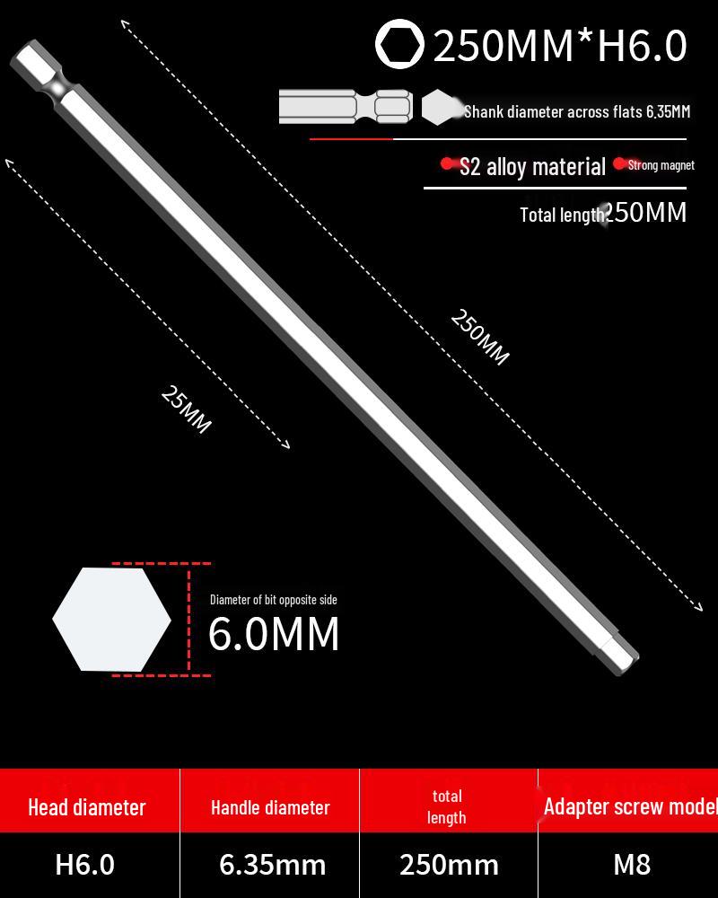 Hexagonal Driver Bit Extension for Screwdriver and Drill