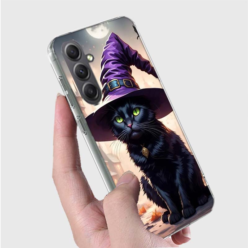 Halloween Magic Cat Phone Case for Samsung A16 A26 A36 A56 A17 A37 A57 A07 A06 A02S A03 A04S A05S Galaxy Note 20 10 A50S A71 A51