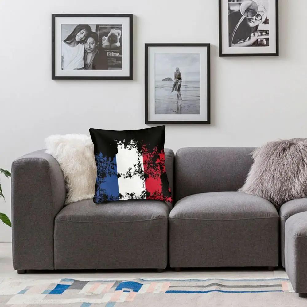 France Flag Graphic Design French Fans Square Pillow Case Cushions for Sofa  Cushion Covers