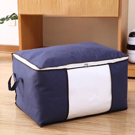 Quilt Storage Bag Foldable Large Capacity Non-woven Fabric Two-way Zipper Clothes Storage Bin for Wardrobe