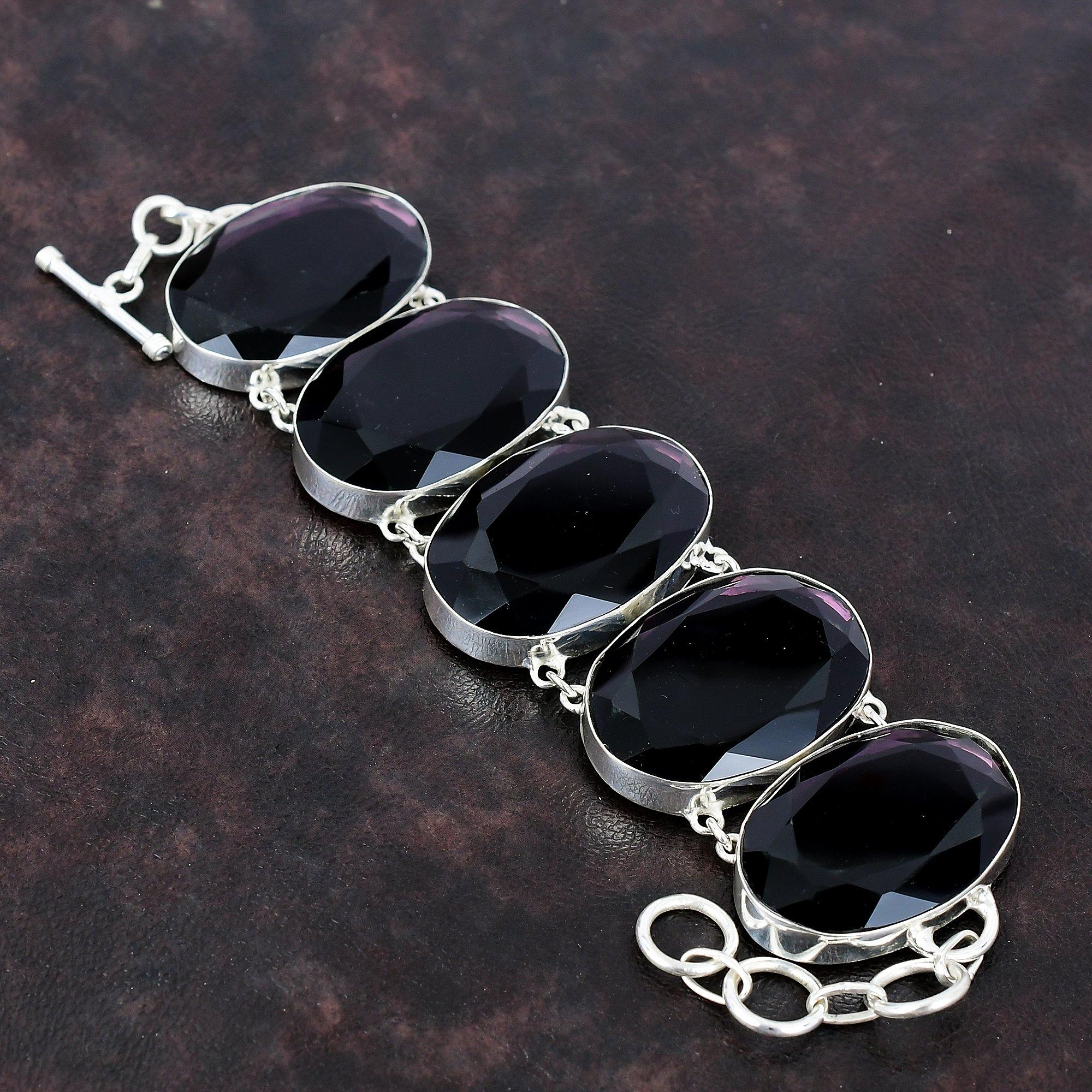 

Браслет с граненым африканским аметистом, браслет из драгоценных камней, браслет из стерлингового серебра 925 пробы, ювелирные изделия ручной работы, регулируемый браслет-цепочка, подарок для матери Adjustable