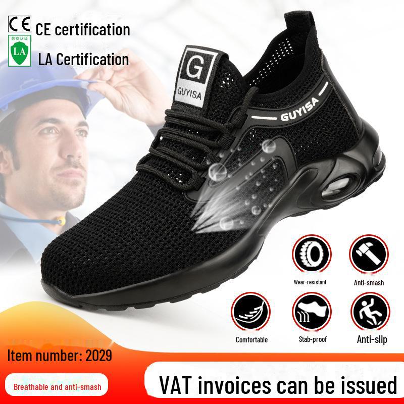 Men's Lightweight Steel Toe Safety Shoes - Anti-Smash & Anti-Puncture Flying Woven Design
