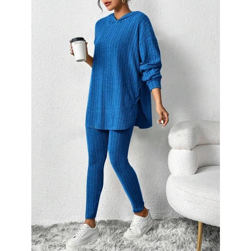 Fashion Casual Knitted Suits Long Pants Suits Women's T Shirts Sports Suits Fashion Elegant Casual Solid Two Piece Set Outfits