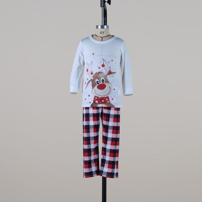 Elk Print Parent-Child Christmas Pajamas Set - Long Sleeve Autumn/Winter Family Homewear KTB