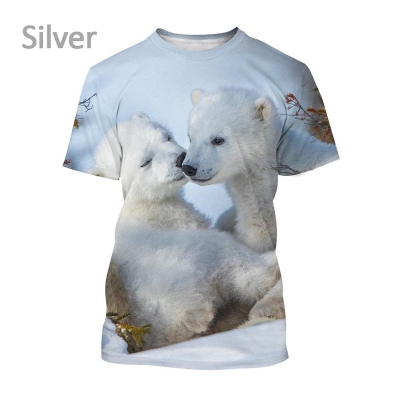 Full Print Animal Polar Bear Graphic T-Shirt For Men Summer Short Sleeve Oversized T Shirt Kids Tees Tops Clothes