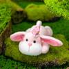 Birthday Hat Cute Prone Posture Rabbit Plush Doll Toy For Desktop Decoration