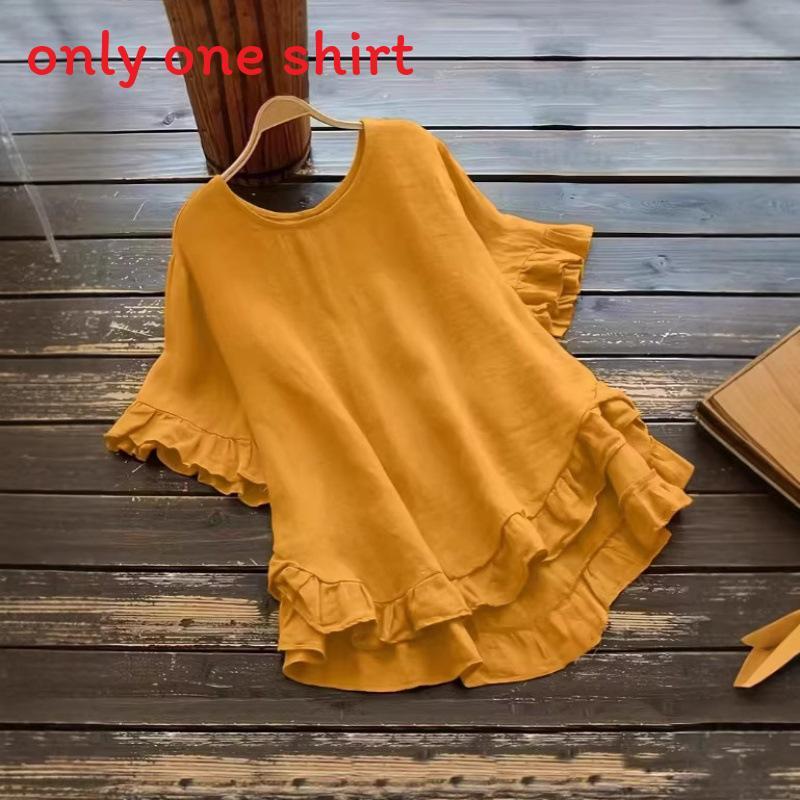 Ice Silk Blouse With Ruffle Sleeve For Casual Wear In Spring