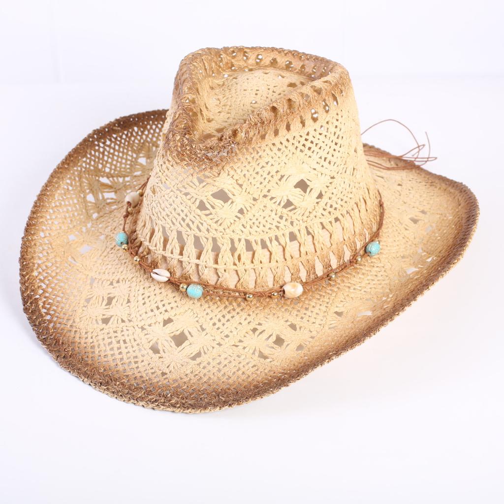 Popular European and American Classic Hollow Western Cowboy Hat Men's and Women's Fashion Vacation Breathable Sunshade Straw Hat