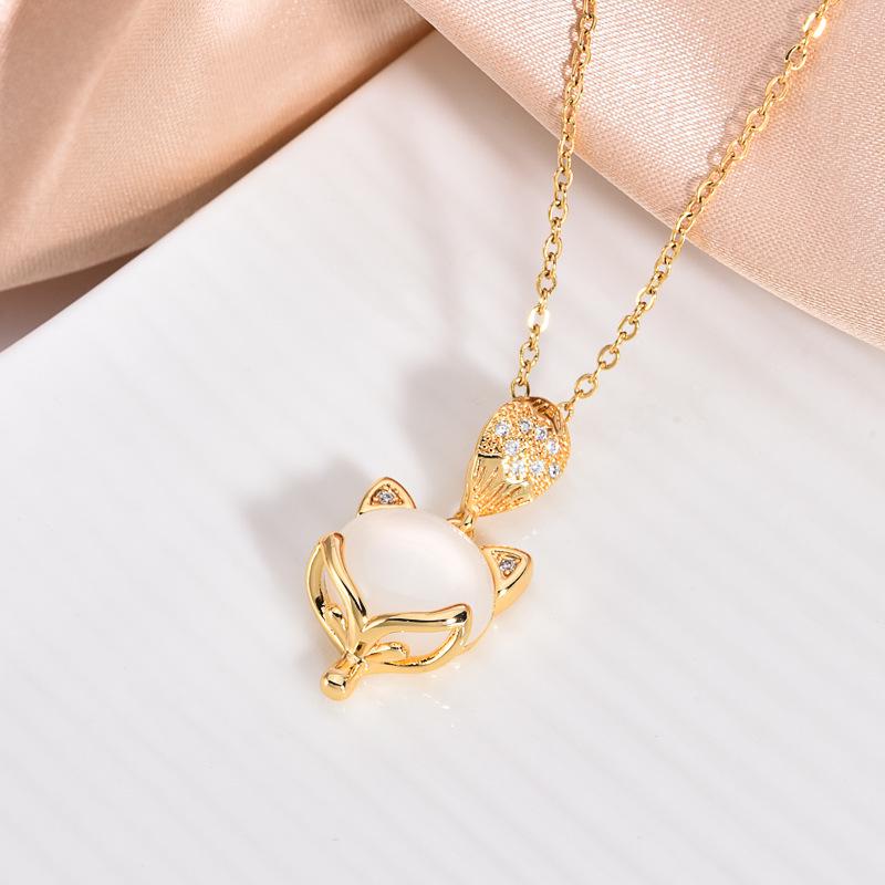 18k Gold Plated Copper Zircon Necklace: Fashionable, Non-Fading, Lightweight Clavicle Chain Jewelry