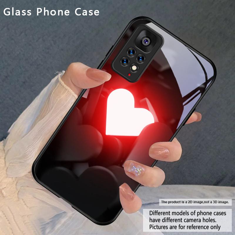 Brillante Flammenrose Für Redmi Note 8 9 9S 12S 10 Pro 11 12 13 Pro+ 14 Pro K60 Ultra 13C 14C A3 12 13 Schwarze Glas-Handyhülle