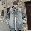 Spring and Autumn American Washed Denim Men's Jacket Retro Design Niche Couple Men's Lapel Jacket