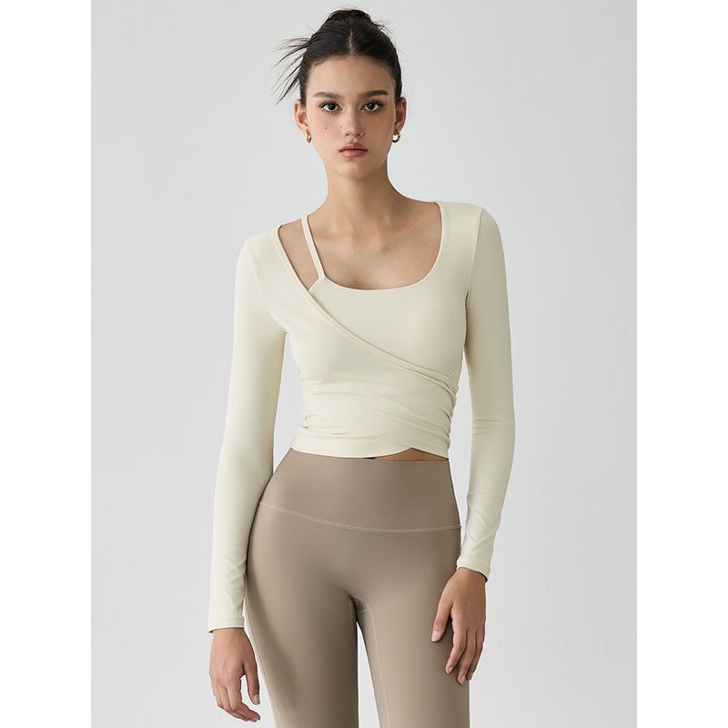 Mitaogirl Kendall With Chest Pad Yoga Clothes Top Women Slimming Running Sports T-shirt Professional Training Workout Clothes