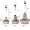 Retro loft vintage rustik yuvarlak ahşap boncuklu kolye lamba E27 asılı lamba dekor ışıkları modern led