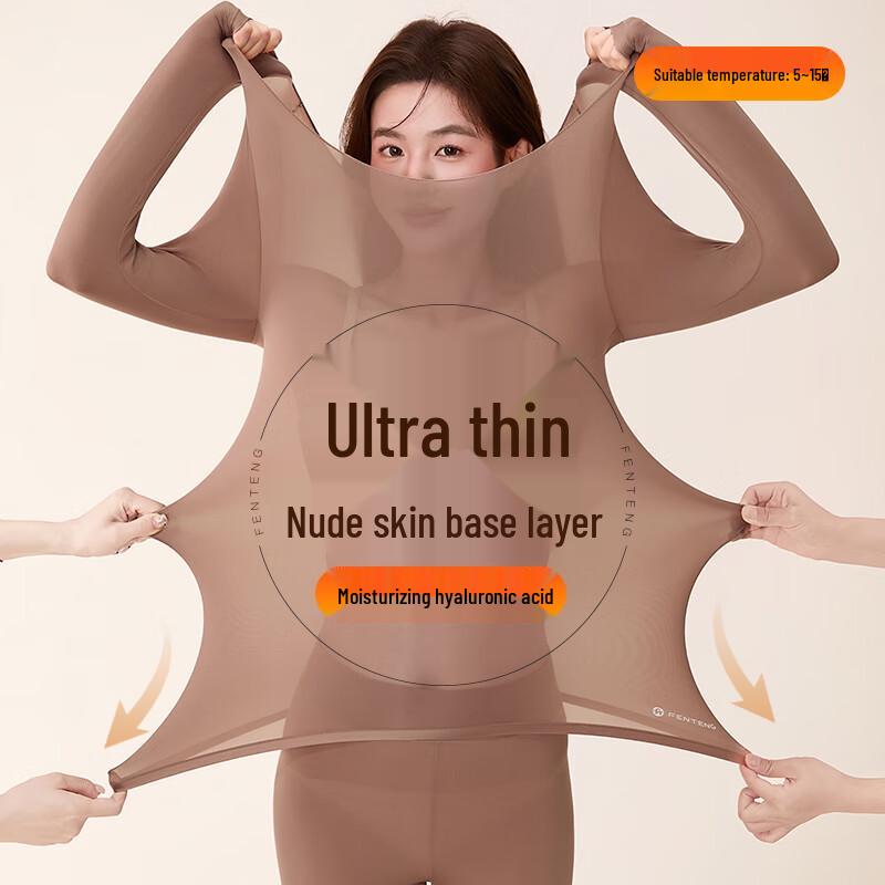 Fenteng Women's Seamless Ultra-Thin Thermal Underwear Set