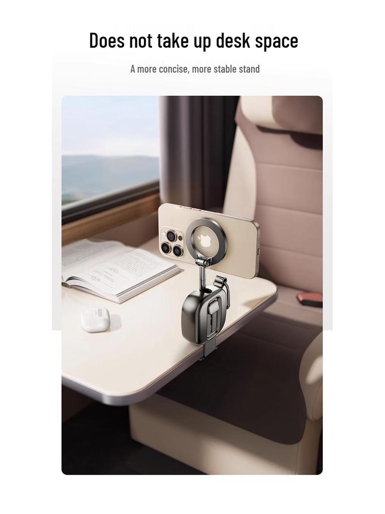Portable Magnetic Phone Holder - Foldable for Travel, High-Speed Rail & Airplanes