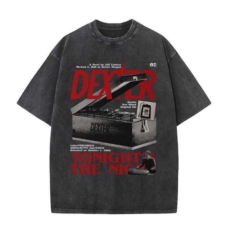 TV Play Dexter Morgan Vintage Washed Tshirts Unisexs Women Clothing Casual Cotton Oversized T Shirts Fashion Hip Hop Tshirt Tops
