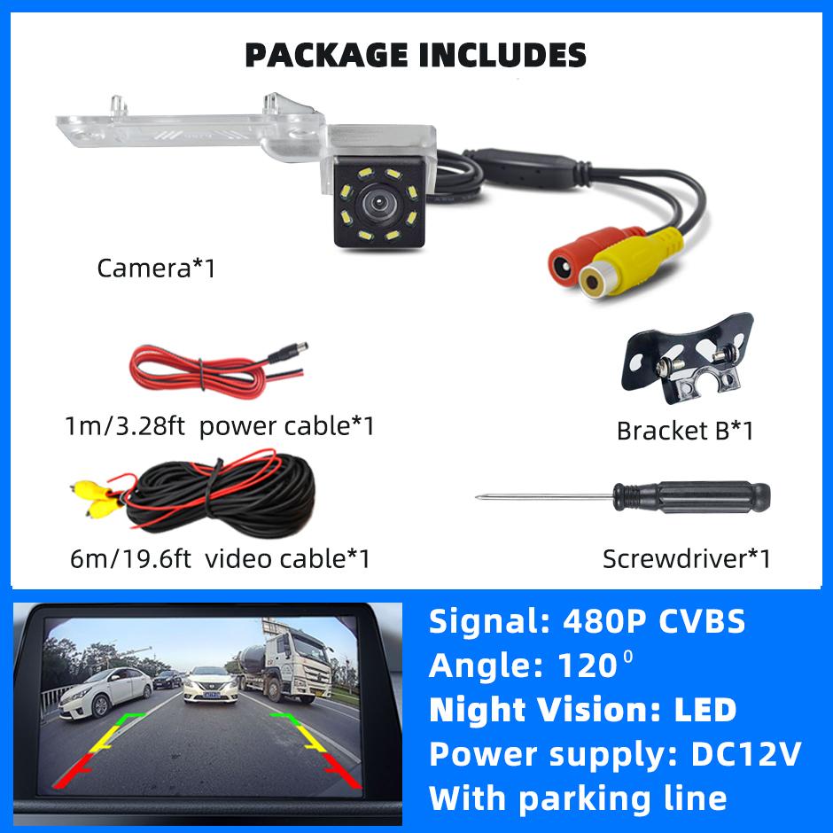 

Rear View Backup Camera Reverse License Plate Light CVBS for Volkswagen VW Touran T5 T30 Transporter/Caravelle Multivan Sagitar