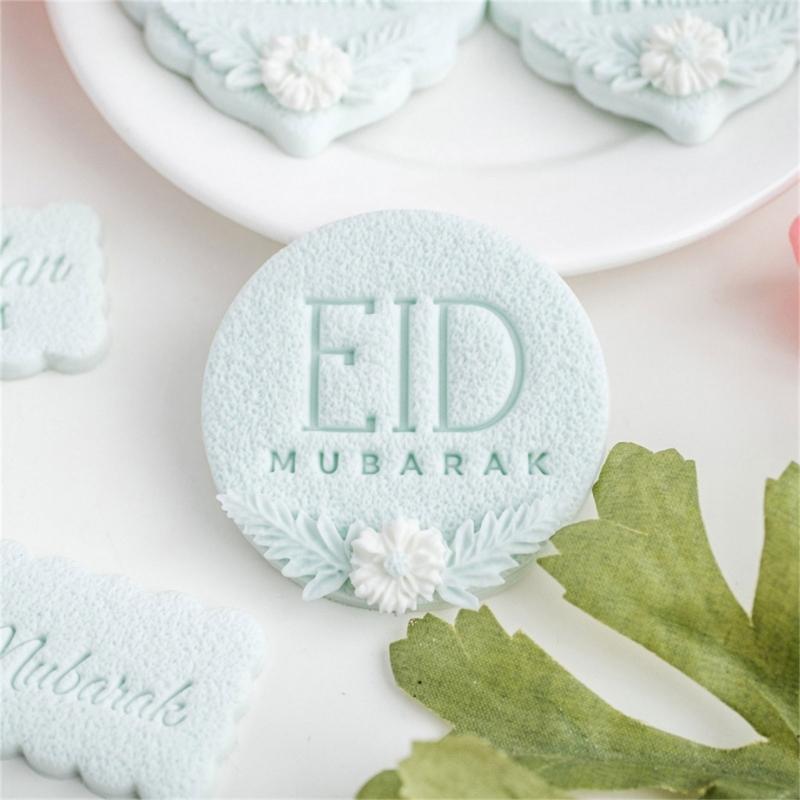 Food Grade Acrylic Eid Mubarak Fondant Cookie Stamp Heat Resistant Baking Mold for Dessert Practical Home Baking Tool