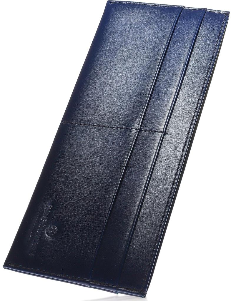 Genuine Leather Slim Wallet with Card Italian No RFID Skimming No Coin and Ulthin ILW5 [BLUE SINCERE] Case, Leather, Gusset, Ultra-Thin 7mm, Blocking,