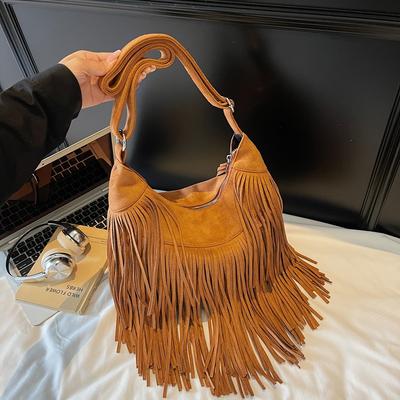 Hoogwaardige Textuur, Modieuze en Retro Tas met Franjes voor Dames, Een Niche Matte Handgedragen Draagtas